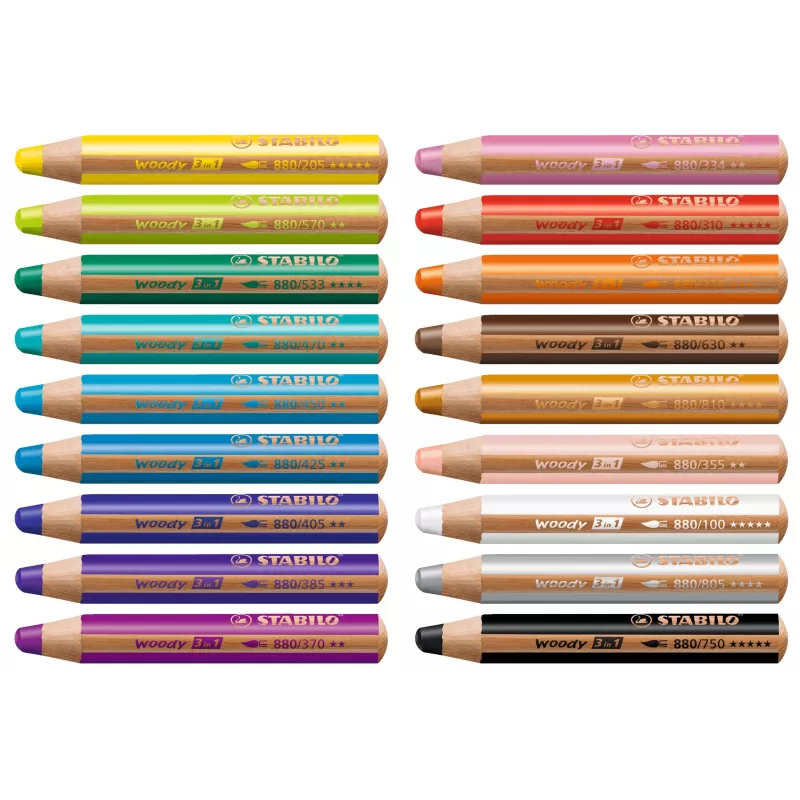 STABILO Woody 3 en 1 lápiz multitalento blando colores surtidos 18 uds.