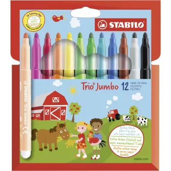 STABILO 380/12 set de rotuladores fineliner 12 colores diferentes (negro, azul, marrón, verde, cian claro, verde claro, naranja, melocotón, rosa, rojo, blanco, amarillo) punta de 0,4 mm tinta a base de agua estuche de plástico