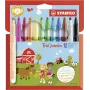 STABILO 380/12 set de rotuladores fineliner 12 colores diferentes (negro, azul, marrón, verde, cian claro, verde claro, naranja, melocotón, rosa, rojo, blanco, amarillo) punta de 0,4 mm tinta a base de agua estuche de plástico