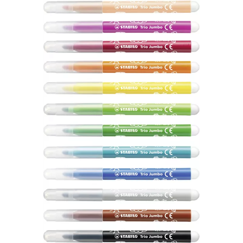STABILO 380/12 set de rotuladores fineliner 12 colores diferentes (negro, azul, marrón, verde, cian claro, verde claro, naranja, melocotón, rosa, rojo, blanco, amarillo) punta de 0,4 mm tinta a base de agua estuche de plástico