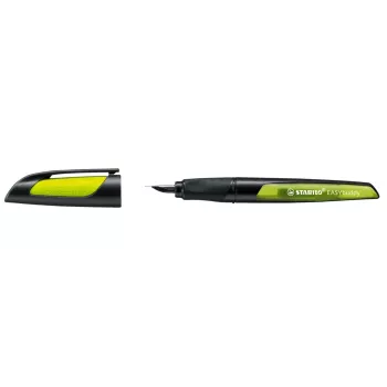 STABILO EASYbuddy pluma estilográfica - Black Lime - tinta azul - sistema de cartuchos - para diestros y zurdos - 1 unidad