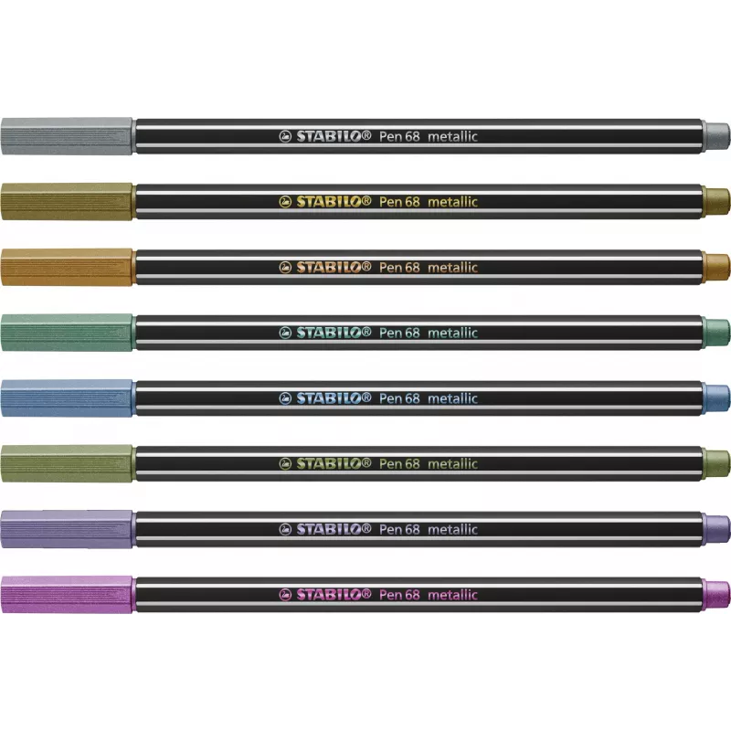 STABILO Pen 68 Metallic set de rotuladores - medio - 8 colores metálicos diferentes - punta redonda - 1,4 mm de grosor de trazo