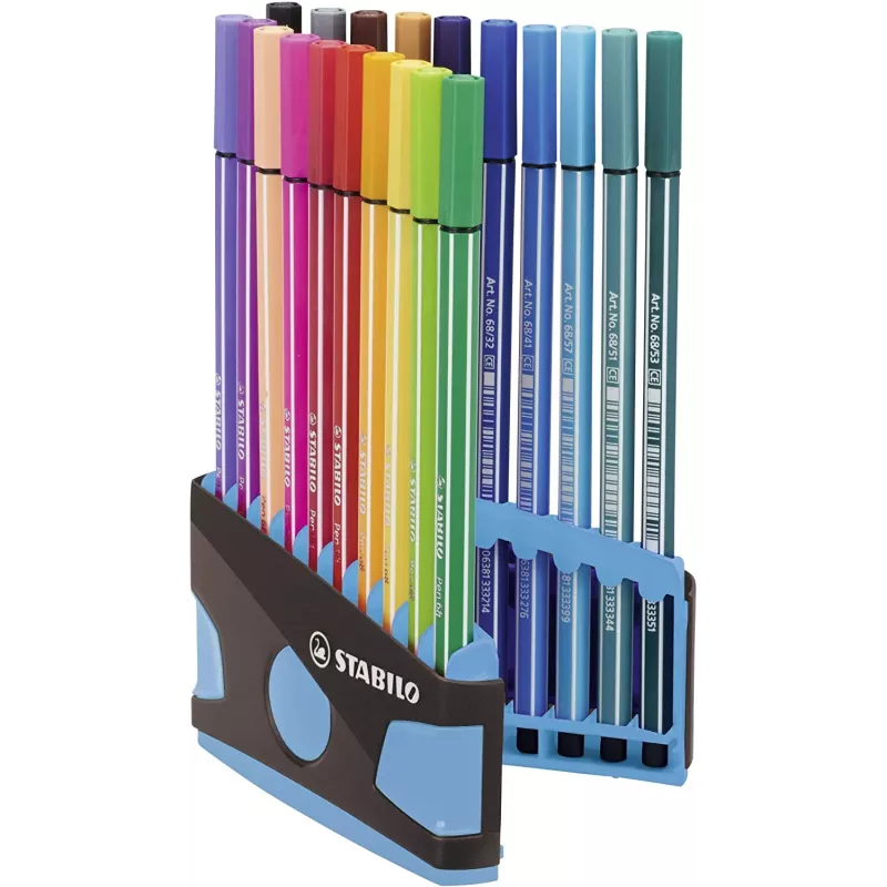 STABILO Pen 68 set de rotuladores - medio - 20 colores - surtidos - 1 mm - 24 h sin secarse - tinta base agua