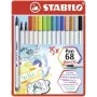 STABILO Pen 68 Brush - 15 colores - surtidos - tinta base agua - Alemania - adultos y niños