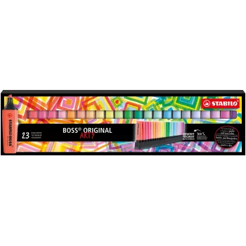STABILO BOSS ORIGINAL set de rotuladores fluorescentes - 23 ud. - colores surtidos - punta biselada - 2 mm de grosor de trazo