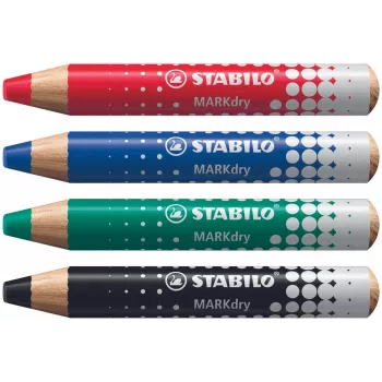 STABILO MARKdry set de rotuladores de pizarra blanca con 4 rotuladores en estuche