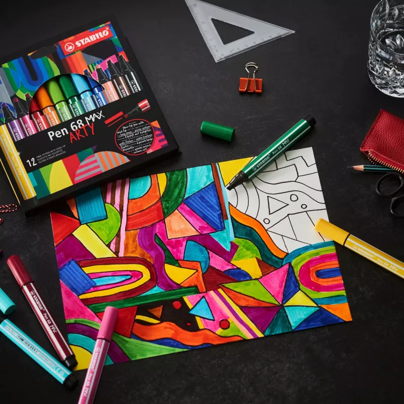 STABILO Pen 68 MAX pack de 4 ARTY rotulador de fieltro con punta biselada