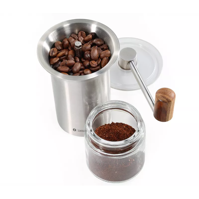 Molinillo de café Zassenhaus BARISTA acero inoxidable/cristal molinillo manual con mecanismo cerámico