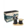 Peugeot Bali Fonte set de molinillos de sal y pimienta con bandeja de madera, 8 cm, negro