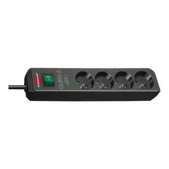 Brennenstuhl Eco-Line Regleta de Enchufes 4 Tomas con Protección contra Sobretensiones 1,5m Negra 13,5kA