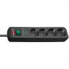 Brennenstuhl Eco-Line Regleta de Enchufes 4 Tomas con Protección contra Sobretensiones 1,5m Negra 13,5kA
