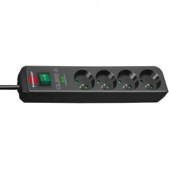 Brennenstuhl Eco-Line Regleta de Enchufes 4 Tomas con Protección contra Sobretensiones 1,5m Negra 13,5kA