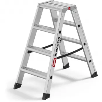 Hailo Master D100 escalera de tijera 2 x 4 peldaños - escalera de tijera de aluminio de doble cara, 150 kg de capacidad, EN 131