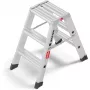 Hailo Master D80 escalera de tijera plegable de doble cara 2 x 3 peldaños, aluminio, 150 kg de capacidad, EN 131