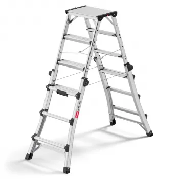 Hailo Master DTL100 escalera combinada telescópica 2x4 - 2x6 peldaños 150 kg aluminio