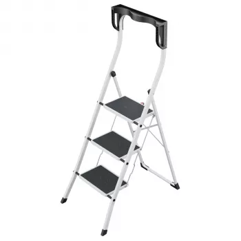 Hailo K75 ComfortLine escalón de seguridad de 3 peldaños, plata/negro, 150 kg de capacidad