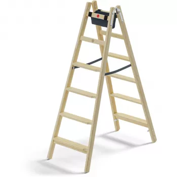 Hailo Master H80 escalera de tijera de doble cara 2x6 peldaños, 150 kg de capacidad, plata