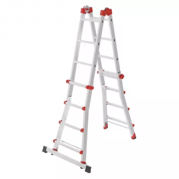 Hailo M80 escalera de 4x4 peldaños - escalera combinada, aluminio, 150 kg de capacidad