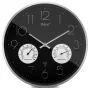 MEBUS 12988 reloj de pared radiocontrolado con termohigrómetro - marco plata/gris, esfera blanca, indicación analógica de la hora, temperatura y humedad digitales, radiocontrolado DCF77
