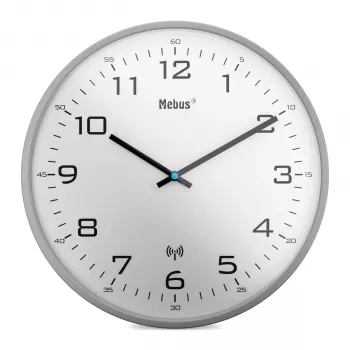 MEBUS 13081 reloj de pared radiocontrolado plata 30 cm