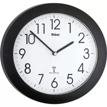Mebus 52450 Reloj de pared radiocontrolado negro digital LCD radiocontrolado