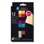 STAEDTLER FIMO 8043 C Set de pasta de modelar - 12 colores - Negro, Azul, Champán, Verde, Gris, Magenta, Naranja, Rojo, Terracota, Violeta, Blanco, Amarillo - 12 bloques de 25 g - Arcilla polimérica de endurecimiento al horno - Blanda - 110°C - 30 min.