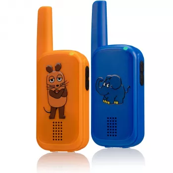 DieMaus set de walkie-talkies - 2 unidades, 40 MHz, 2 canales, hasta 200 m de alcance, multicolor