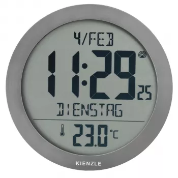 KIENZLE Reloj de pared radiocontrolado DCF con indicador de temperatura ambiente, antracita