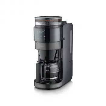 SEVERIN KA 4830 Cafetera de filtro con molinillo y jarra de cristal, 10 tazas, 1000 W, negro/acero inoxidable