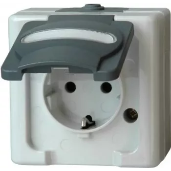 HEINRICH KOPP toma Schuko 1 toma de superficie para ambientes húmedos IP44 gris 16A 250V (103356006)