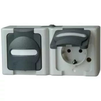 HEINRICH KOPP BLUE ELECTRIC combinación de superficie interruptor y toma Schuko, gris (131256002)