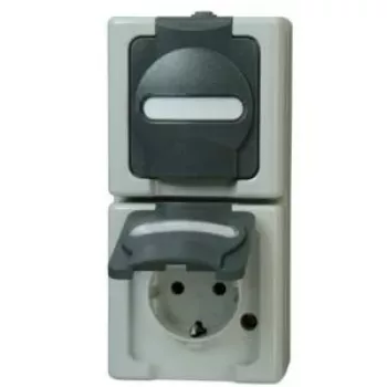 Heinrich Kopp 131456008 toma Schuko 2 tomas vertical, superficie, negro/gris, 250V, 16A