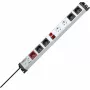 Heinrich Kopp POWERversal regleta con 7 tomas AC, tipo F, IP20, 3600 W, negro/gris/rojo/blanco, cable de 1,4 m