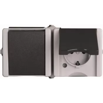 HEINRICH KOPP proAQA Combinación interruptor/enchufe de superficie horizontal Gris IP44