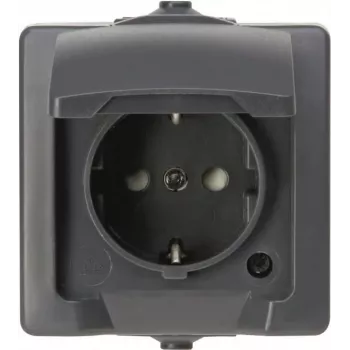 HEINRICH KOPP NAUTIC Enchufe Schuko 1 toma con tapa abatible, IP44, superficie, Gris