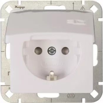 Heinrich Kopp HK05 Enchufe Schuko con protección reforzada al contacto, Blanco puro (RAL 9010), empotrar, 16A 250V