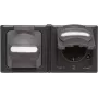 Heinrich Kopp BlueElectric toma doble de superficie IP44 antracita brillante horizontal con tapa abatible