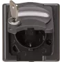 Heinrich Kopp BlueElectric toma de corriente de superficie 1 toma antracita brillante IP44 con tapa abatible y protección infantil horizontal