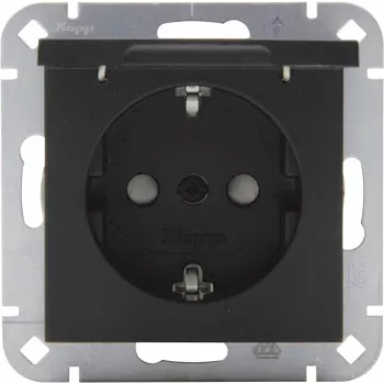 Heinrich Kopp toma de corriente SCHUKO con tapa abatible, negro mate, función de carga USB, IP44