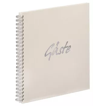 PAGNA Libro de visitas con encuadernación en espiral, cuadrado, en blanco, color crema, tapa dura, 40 páginas
