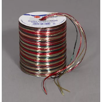 C.E. Pattberg Cinta de regalo rafia brillante rojo/marrón/verde 3,0 mm x 50,0 m
