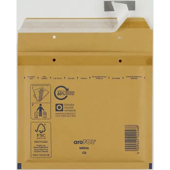 Vereinigte Papierwarenfabriken 100 aroFOL CLASSIC sobres acolchados, tamaño 11 (A1), 165x100 mm, marrón/kraft
