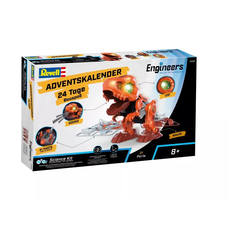 Revell calendario de adviento 'Electric T.Rex' con piezas móviles (01060)