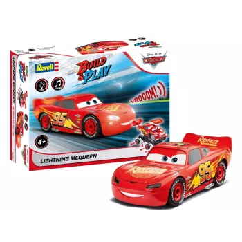 Revell Build & Play Disney Pixar Cars Lightning McQueen vehículo con luz y sonido, escala 1:20, maqueta para montar