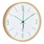 TFA Dostmann Reloj de pared radioeléctrico analógico de diseño con marco de arce, verde (60.3524.04)