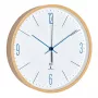 TFA 60.3524.06 Reloj radioeléctrico analógico con marco de arce, azul