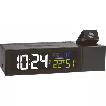 TFA 60.5014.01 Despertador radioeléctrico con proyección y clima interior SHOW, negro