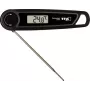 TFA THERMO JACK TASTE Termómetro digital de cocina con temporizador y alarma, sonda de acero inoxidable, 160 mm, -50 a +300 °C, pantalla LCD, negro/blanco