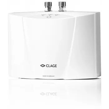 CLAGE MCX 3 Calentador de agua instantáneo electrónico mini, 3,5 kW, 230 V, horizontal, blanco