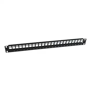 Panel de parcheo Panasonic 3SR-PATCH-24P de 24 puertos (tipo Keystone) con 24 jacks Keystone RJ45 Cat.6 UTP - Negro